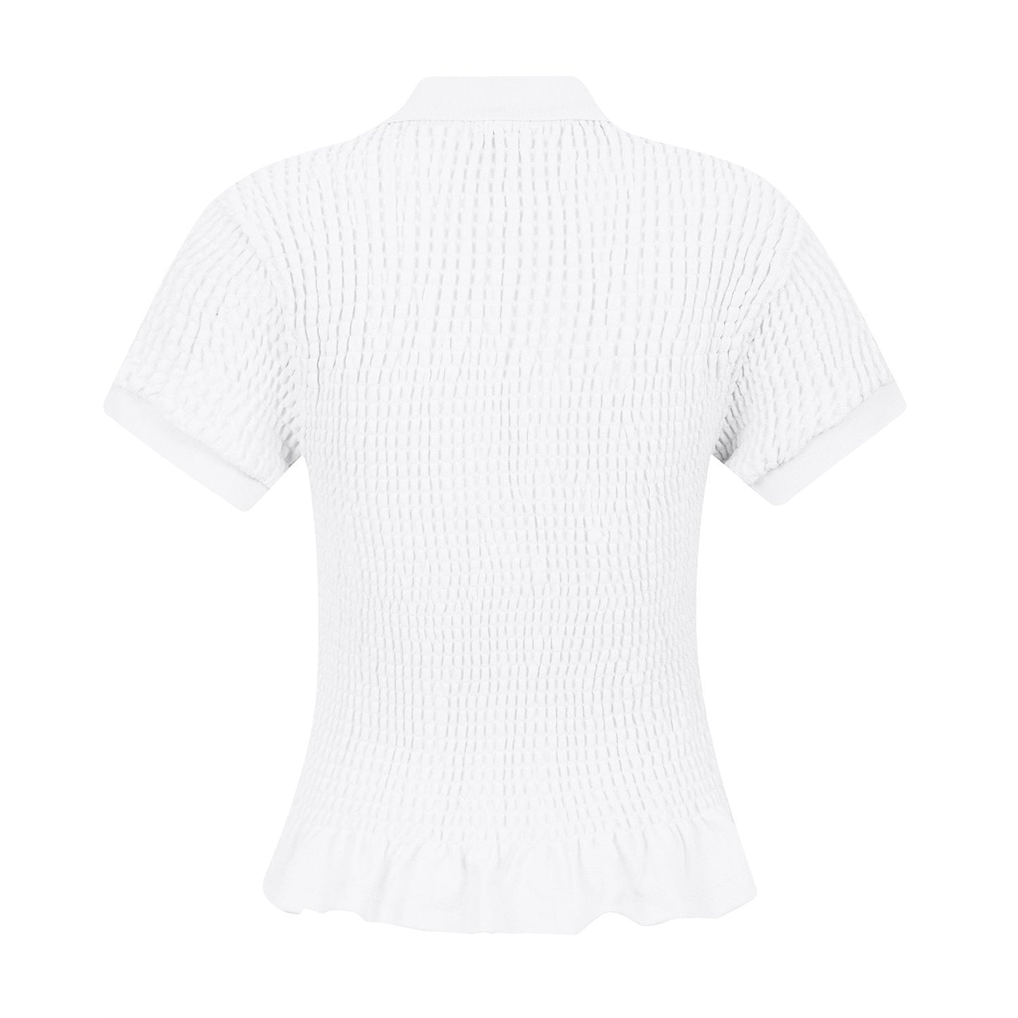 Test2-Ralph Lauren Ruffled-Hem Piqué Polo Top — back